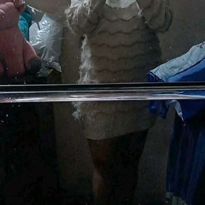 Pretty Woolen Off White Dress