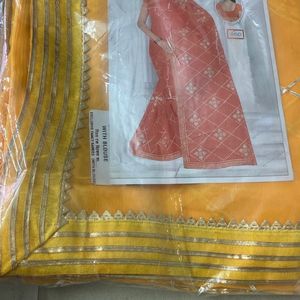 Yellow Gota Work Sarre New With Tag