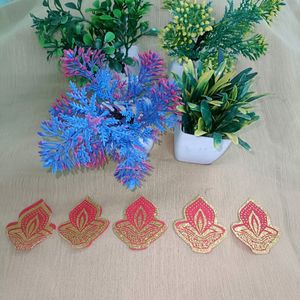 4 Artificial Plants With Free Diya Stickers