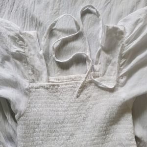 White Cotton Casual Dress