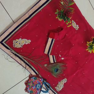 Heavy Red Saari For Function