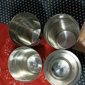 4 Stainless Steel Glasses