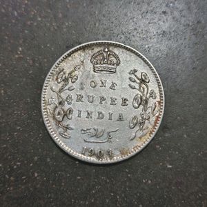 1904 One Rupee Silver Coin