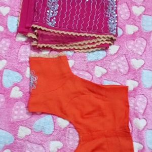 Orange Pink Saree