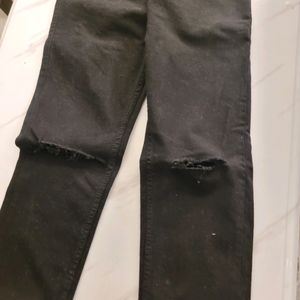 Black High Waist Ripped Jeans