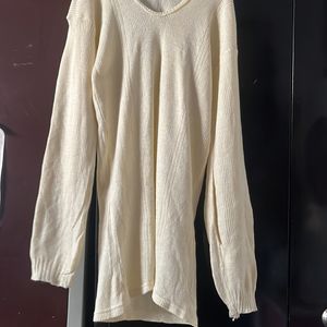 Cream Long Woollen sweater