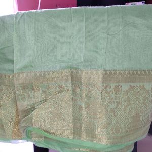 Best Cotton Line Green Saree