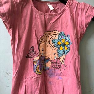 Pink Doll T-shirt For Girls