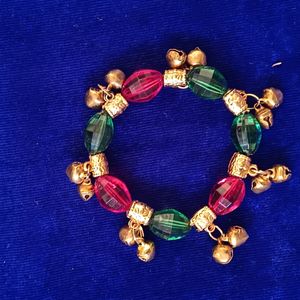 Cristal With Ghughri (Green & Maroon)