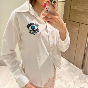 Zara White Shirt With Evil Eye 🧿 Detailing