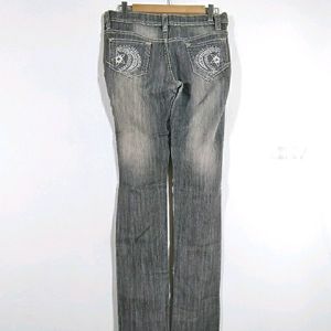 Grey Embroidered Jeans (Women's)