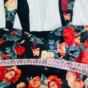 Ewa Young Black Floral Crop Top & Skirt (Can Swap)