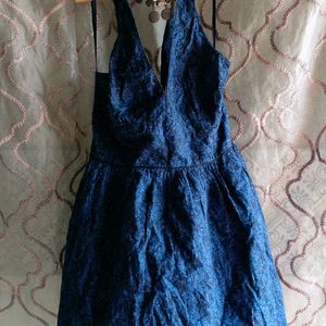 Blue Halter Neck Dress 👗 Side Zipper