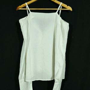 White Shoulder Cut Top (Women)