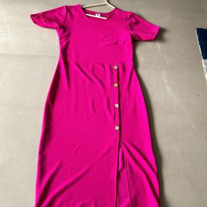 Fixed Price Pink Short Sleeves Midi With Slit