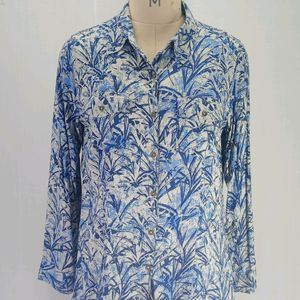 New Blue Women Tropical Shirt