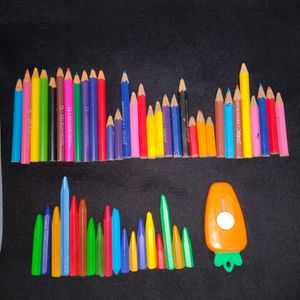 Pencil Colours,Crayons, Pouch, Paper Cutter