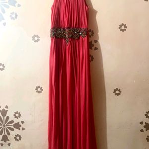 Red Chiffon Partywear Western Gown