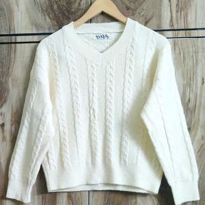 Cream Colour Self Design Sweater Size-38-40