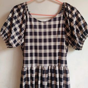 Gingham lace Up Dress