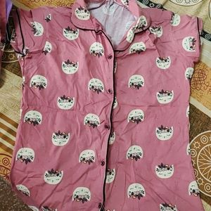 Pink Cute Print Nightsuit