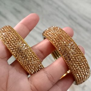 Set Of 2 Golden Glass Bangles