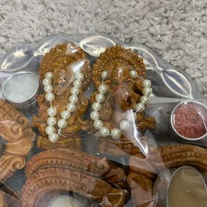 Diwali Thali With Dias And Laxmi Ganesh Idols