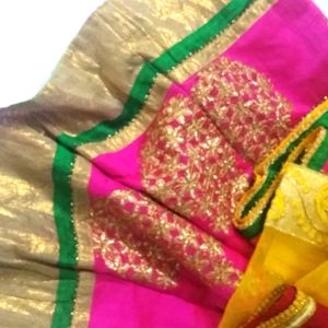 LEEHENGA CHOLI  Saree Stitched( 2 more Shawls )