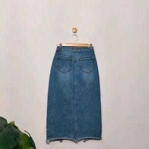 Slit Cut Denim Skirt