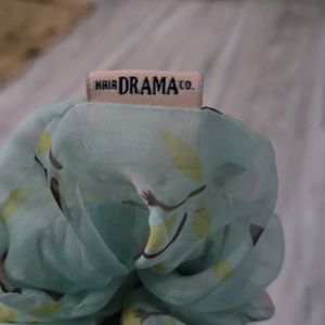 A Sea-green & Floral Hair Drama & Co. Scrunchie