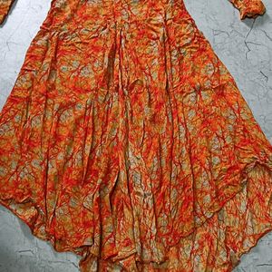 Orange Front Cut Dress