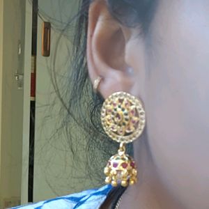 CZ Ruby Heavy Studded Jhumkis