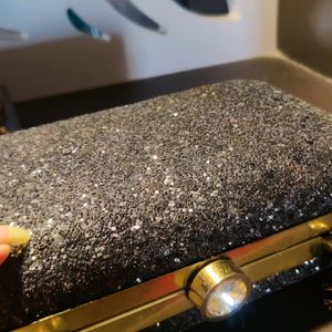 Party Sequin Black Clutch