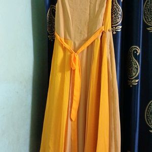 Yellow Georgette Long Dress