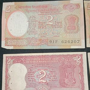 Old Indian Currency- 2rs Notes And 1rs Note(5notes