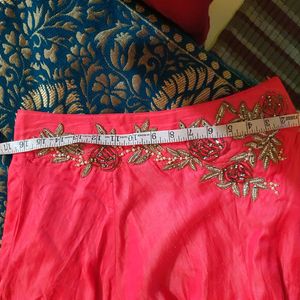 Pink Girlish Look Skirt Croptop With NetDupatta
