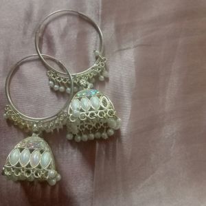 White Peral Jhumkas