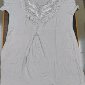 White Designer Top with Ethnic Lace Work