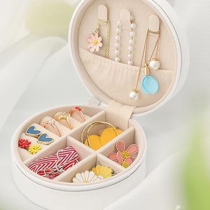 White Mini Round Jewelry Box Organizer