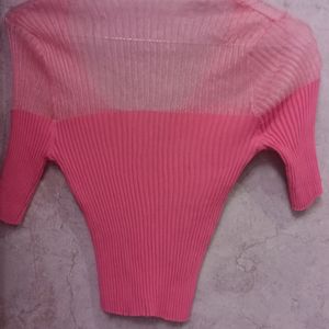 Ribbed Pink Top For Women