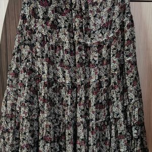 Black Skirt With Pink Flowers