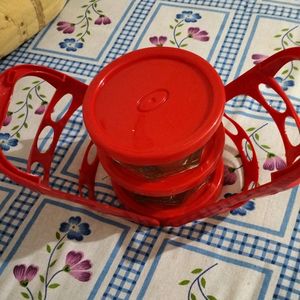 Set Of 2 Glass Jars With Lid And Stand