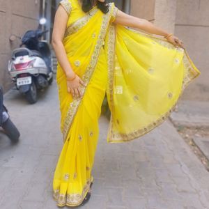 Heavy Wedding Saree With Blouse