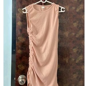 Peach Bodycone Midi  Dress