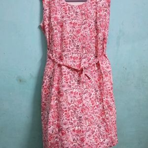 Pink Printed Casual Dress