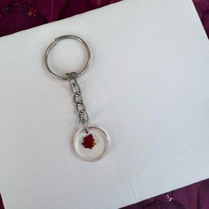 Resin Preserved Rose Keychain.