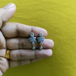 Silver Earrings With Gold Polish