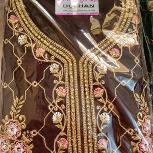 Dress Material Set With Zari & Stone Work