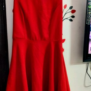 Tie Backless Cut Out Back Pleated Red Dress