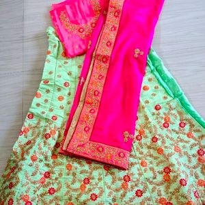 Brand New Kundan work Semi Stitched L Lahenga Chol